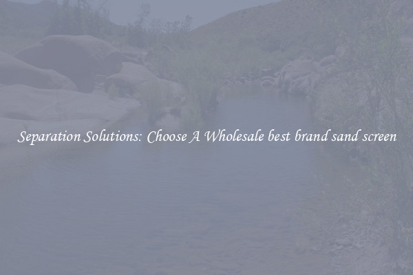 Separation Solutions: Choose A Wholesale best brand sand screen