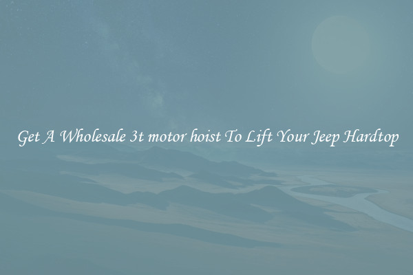 Get A Wholesale 3t motor hoist To Lift Your Jeep Hardtop